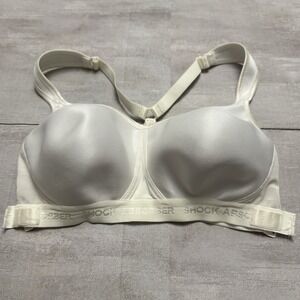 SHOCK ABSORBER 34C White Firm Support Wire Free Adjustable Sports Bra 3010 V4247